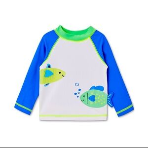 Little Me Blue and Green Rashguard Swim Shirt